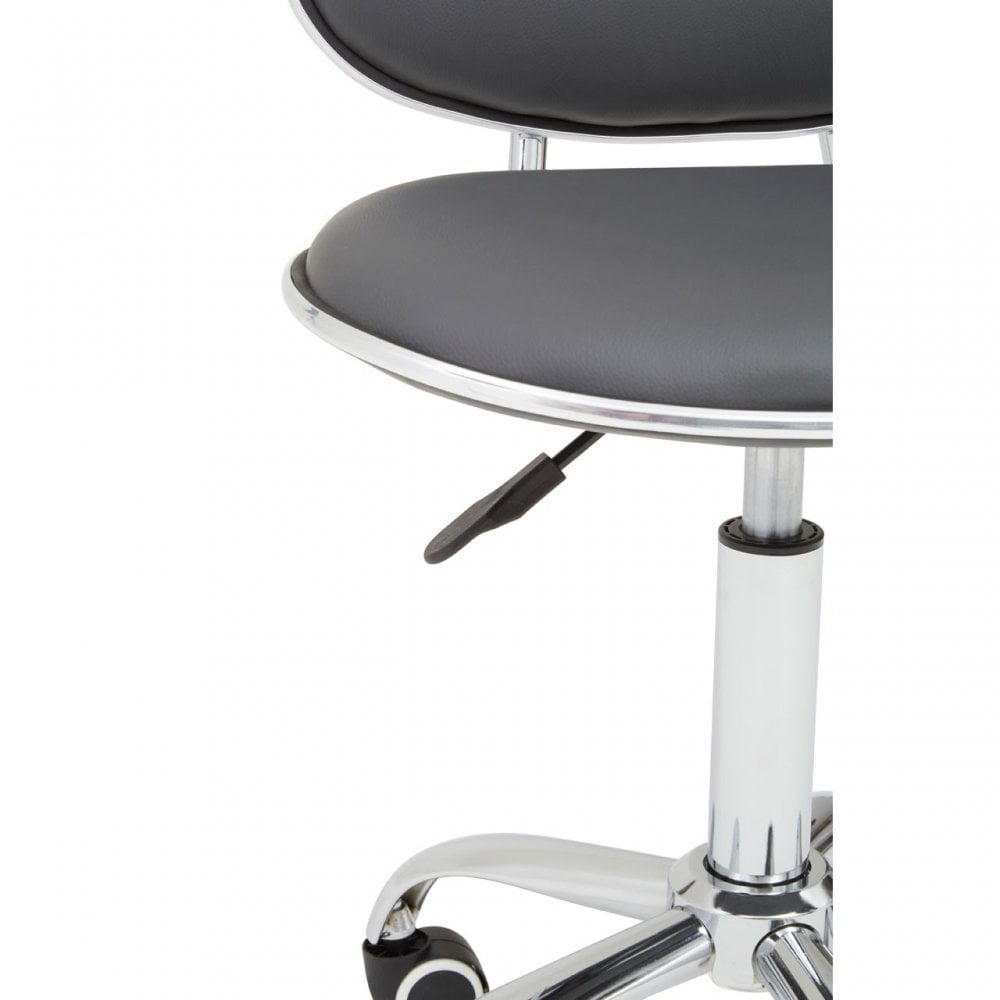 Black PU Home Office Chair with Chrome Base, Black