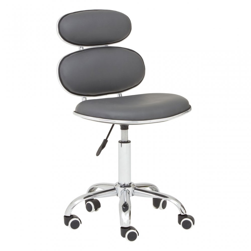 Grey PU Home Office Chair with Chrome Base, Grey