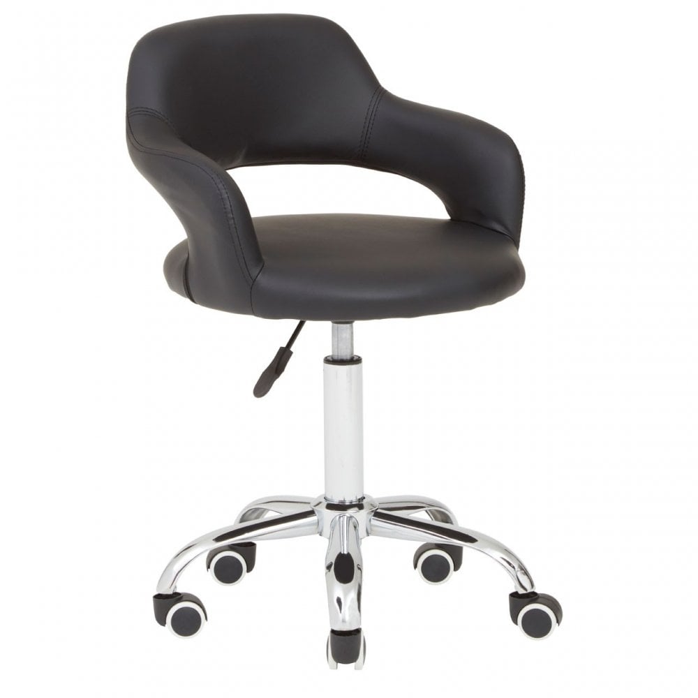 Black PU Home Office Chair with Curved Back, Black