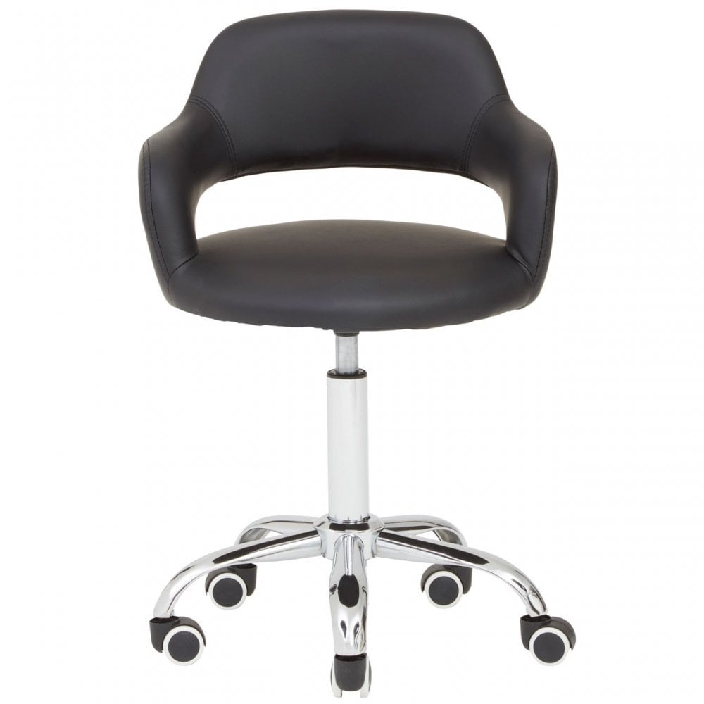 Black PU Home Office Chair with Curved Back, Black