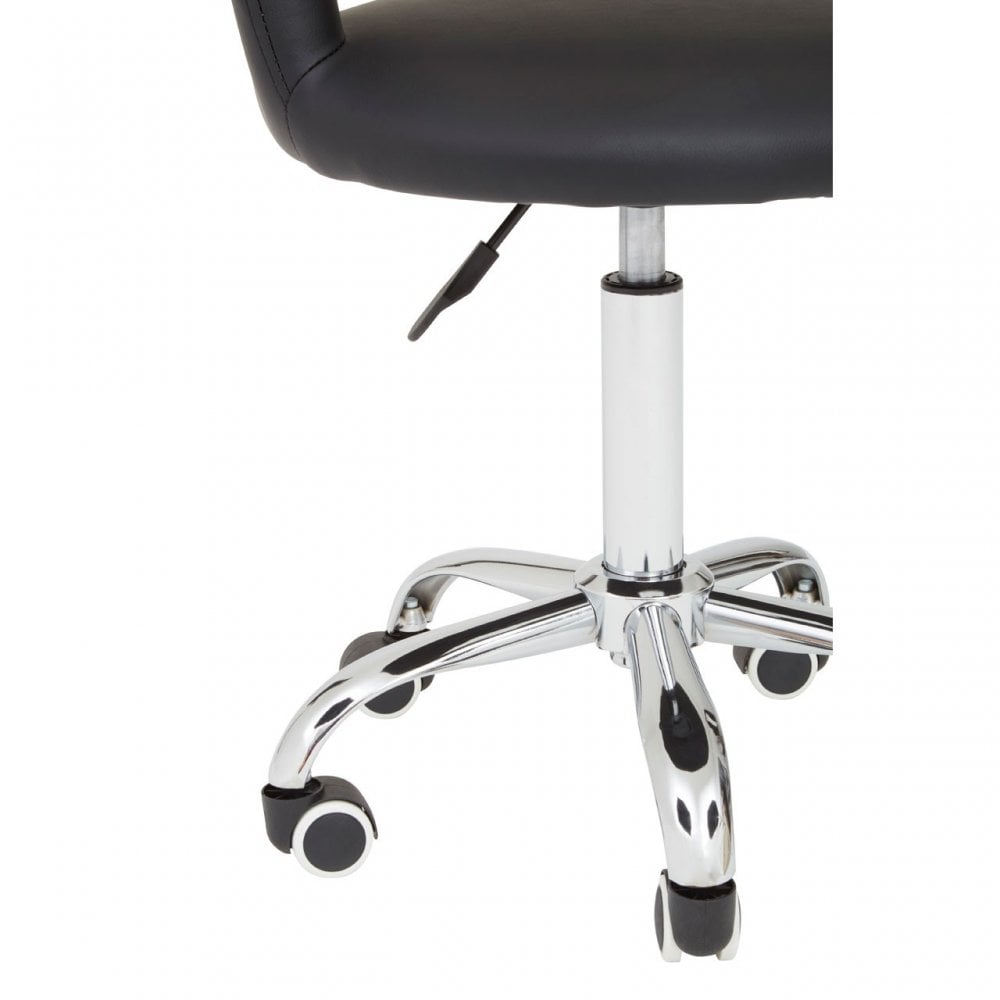 Black PU Home Office Chair with Curved Back, Black