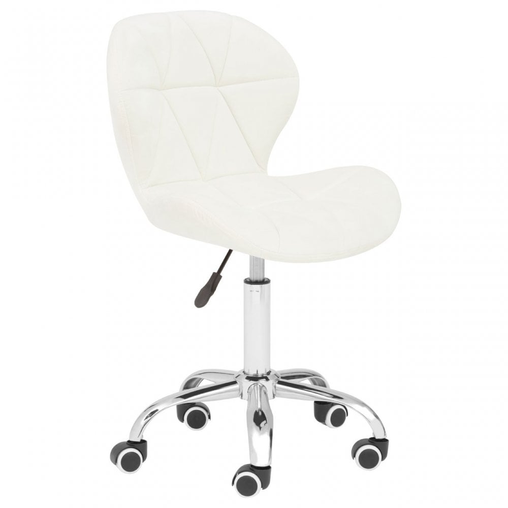 White Velvet Home Office Chair with Swivel Base, White