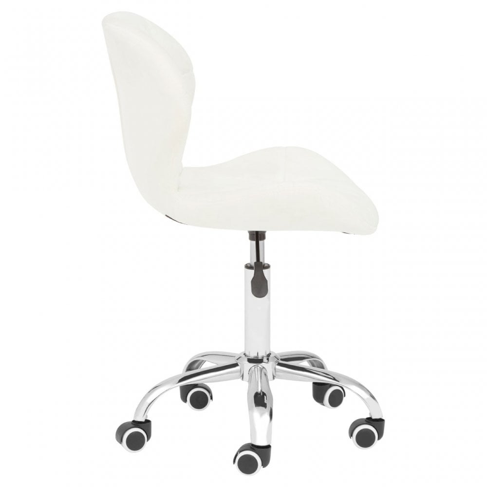 White Velvet Home Office Chair with Swivel Base, White