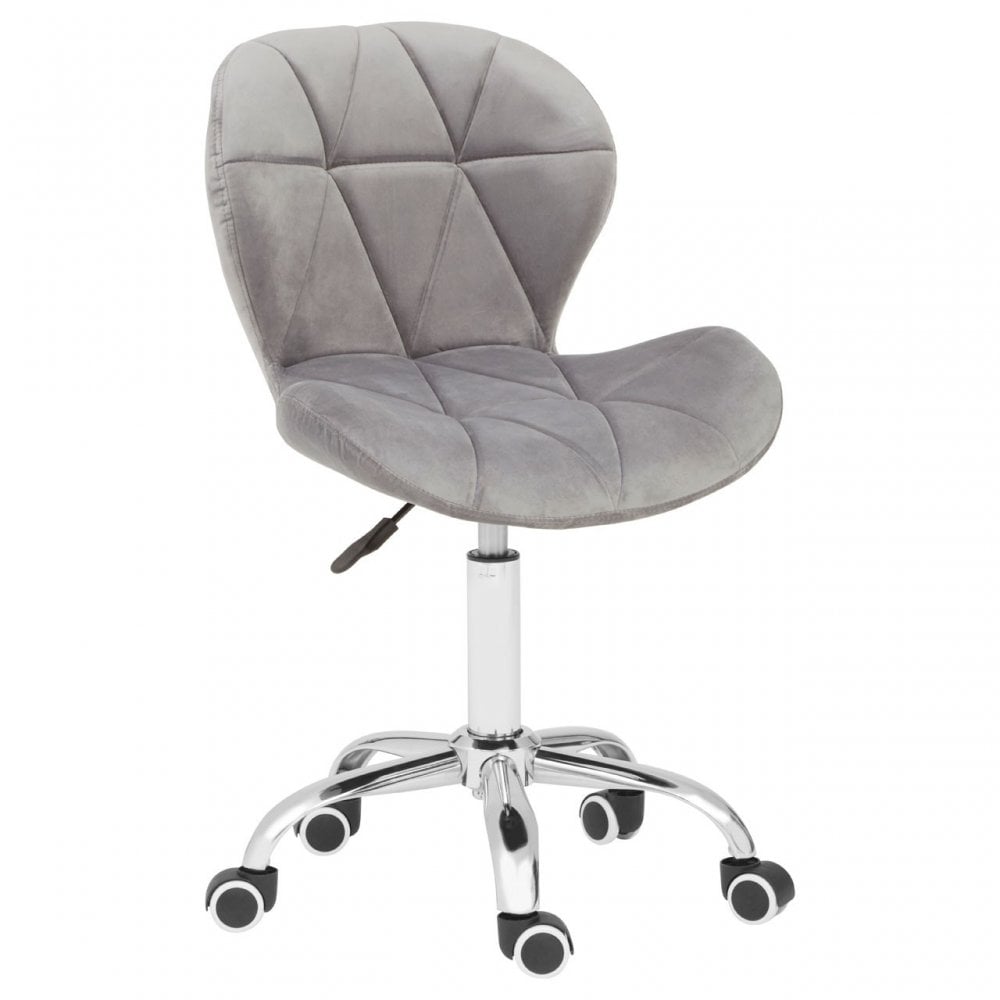 Grey Velvet Home Office Chair with Swivel Base, Grey