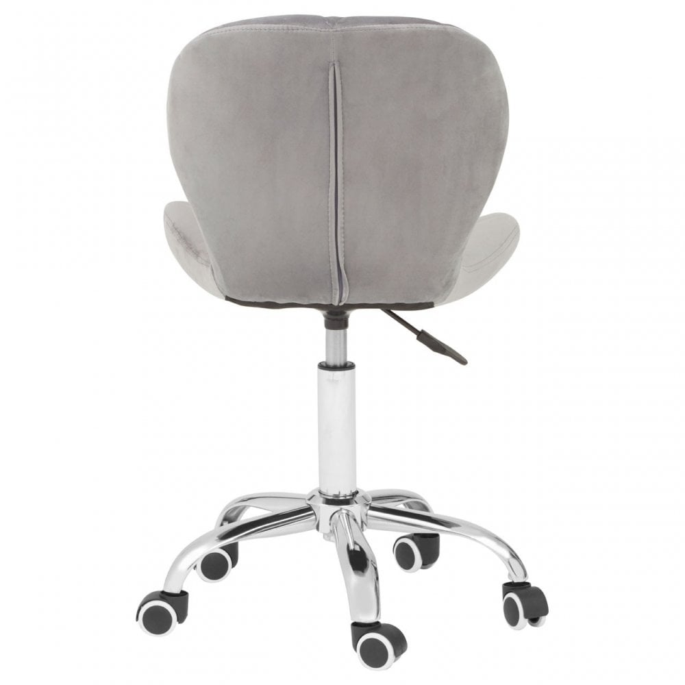Grey Velvet Home Office Chair with Swivel Base, Grey