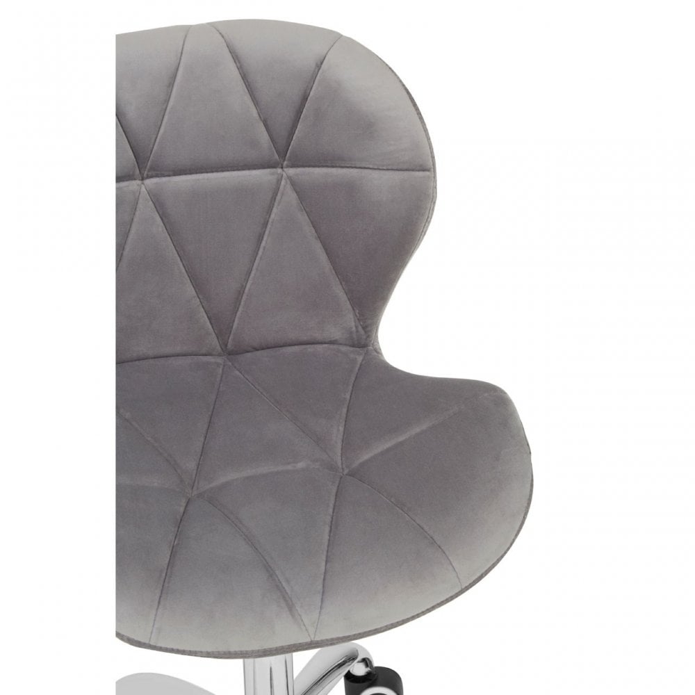 Grey Velvet Home Office Chair with Swivel Base, Grey