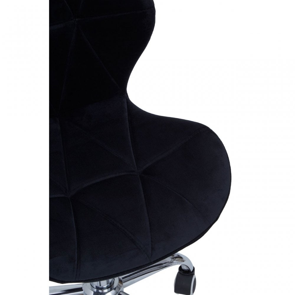 Black Velvet Home Office Chair with Swivel Base, Black