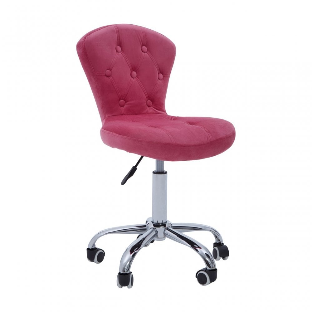 Pink Velvet Home Office Chair with Swivel Base