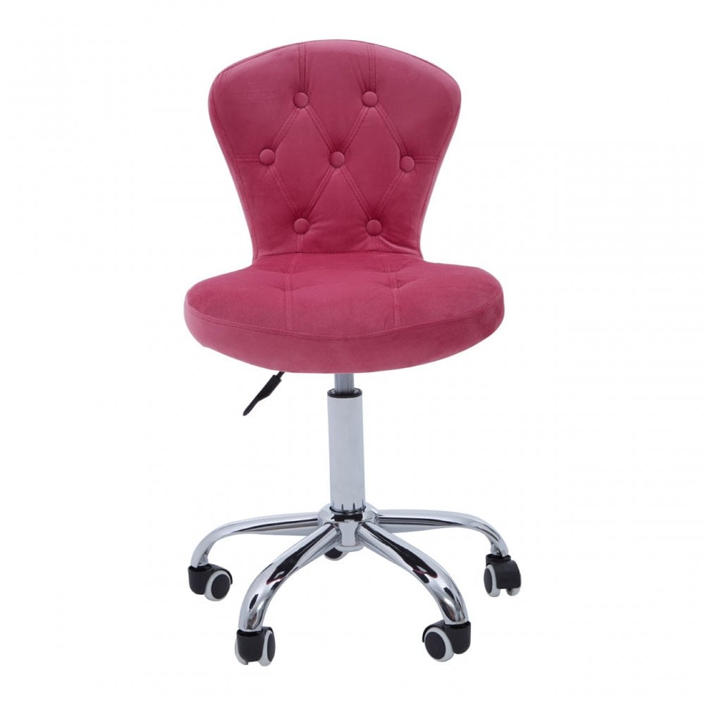 Pink Velvet Home Office Chair with Swivel Base