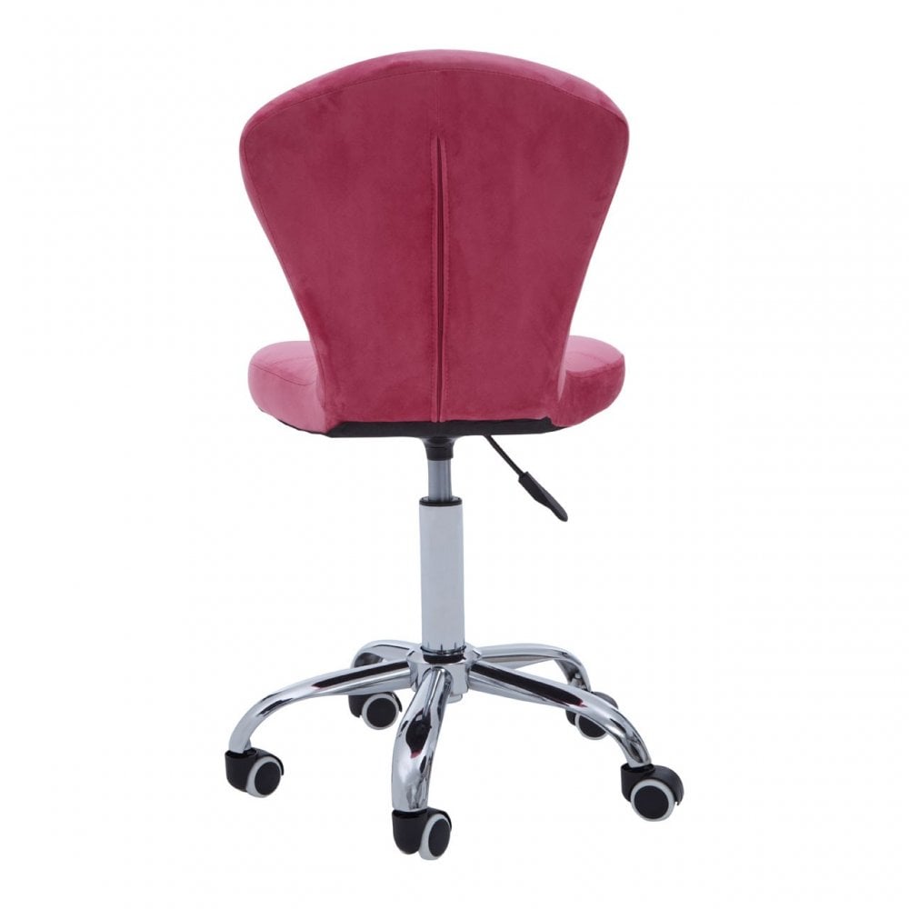 Pink Velvet Home Office Chair with Swivel Base