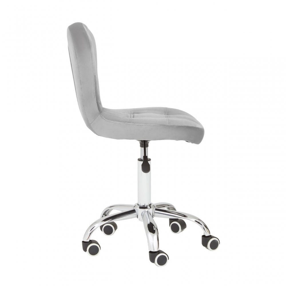 Grey Velvet Rolling Home Office Chair, Grey