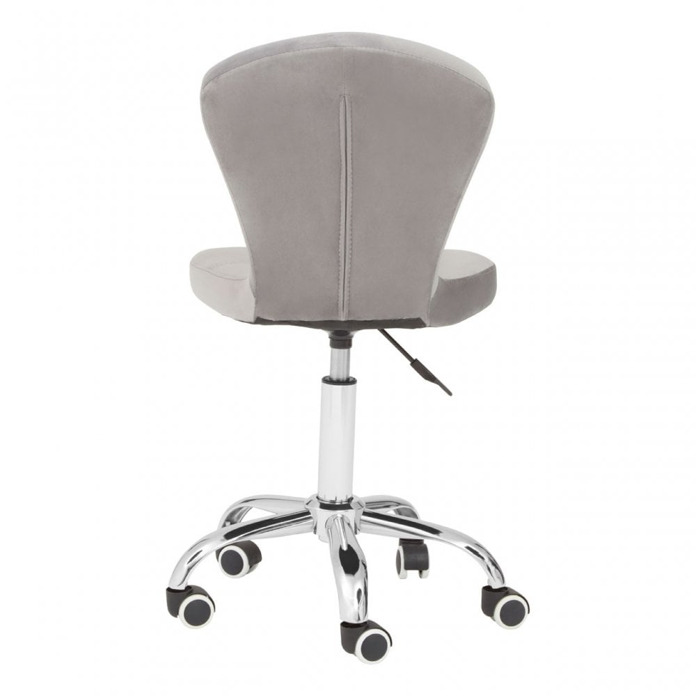 Grey Velvet Rolling Home Office Chair, Grey