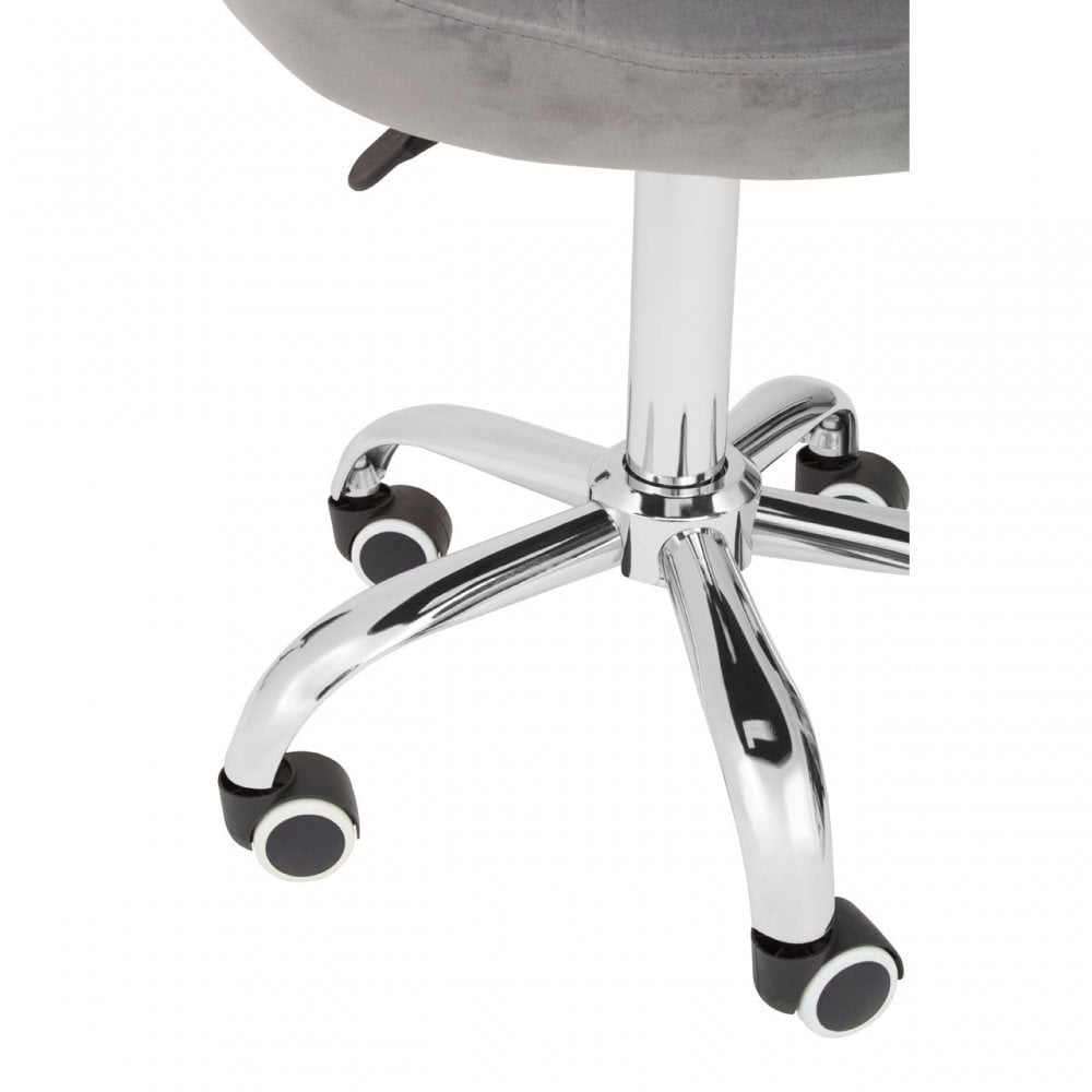 Grey Velvet Rolling Home Office Chair, Grey