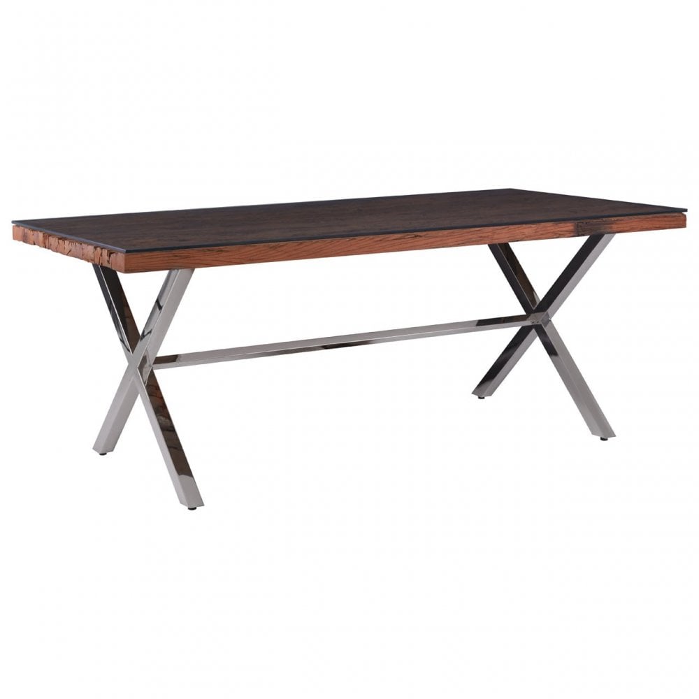 Kerala Natural Dining Table With Cross Base