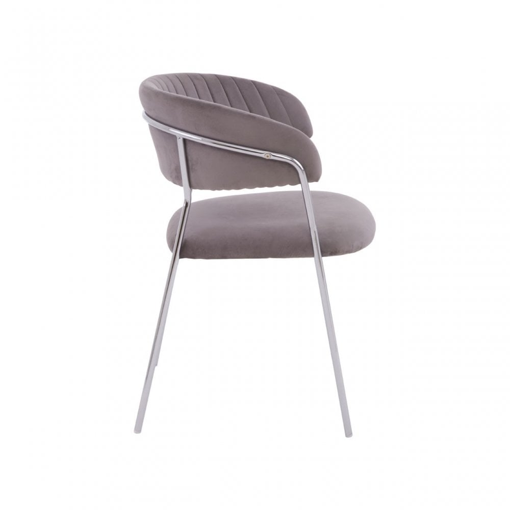 Tamzin Mink Channel Chrome Finish Dining Chair, Brown