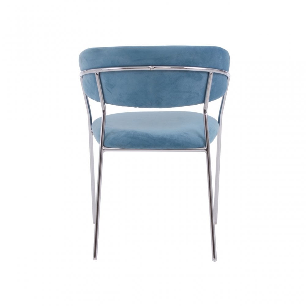 Tamzin Blue Channel Chrome Finish Dining Chair, Blue