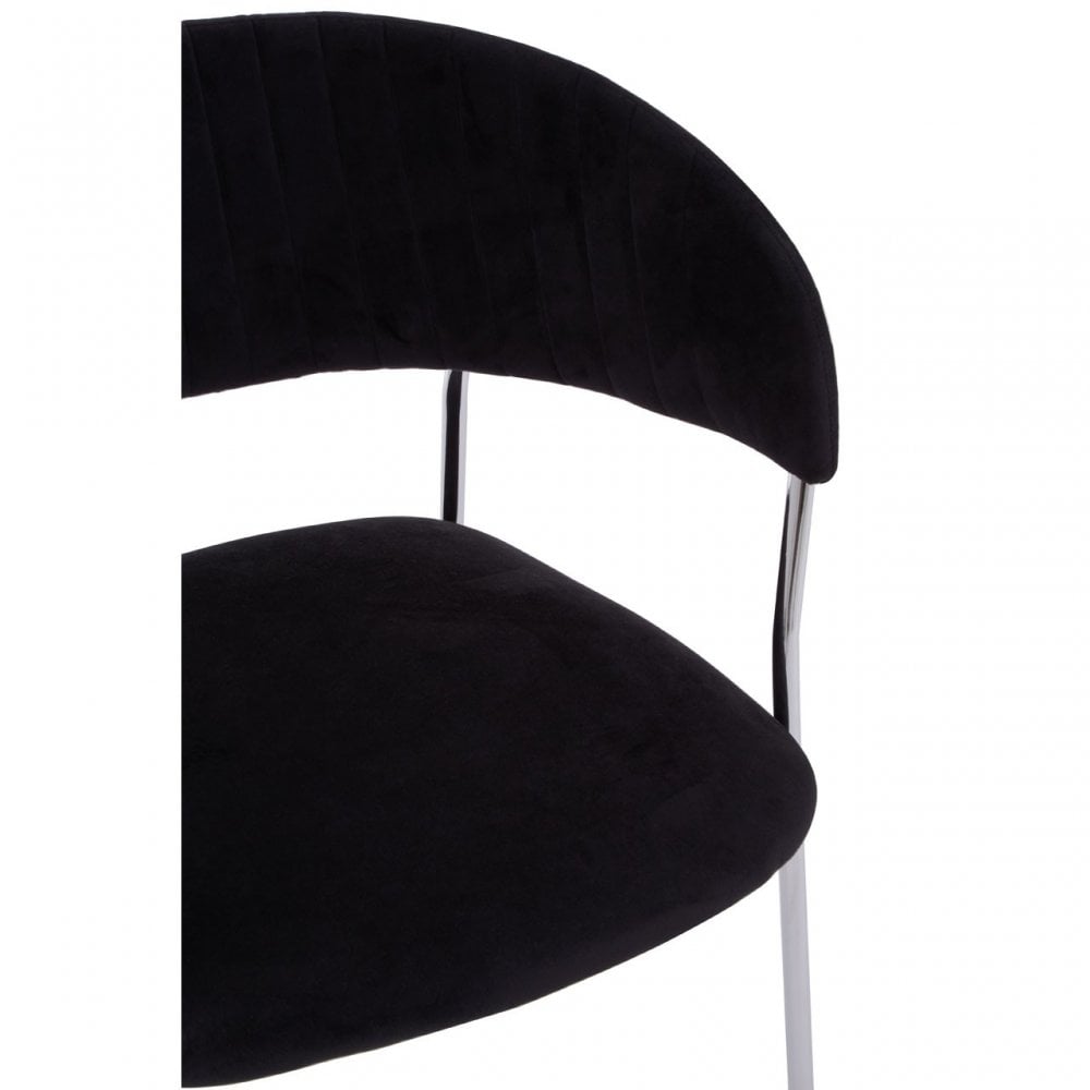 Tamzin Black Channel Chrome Finish Dining Chair, Black