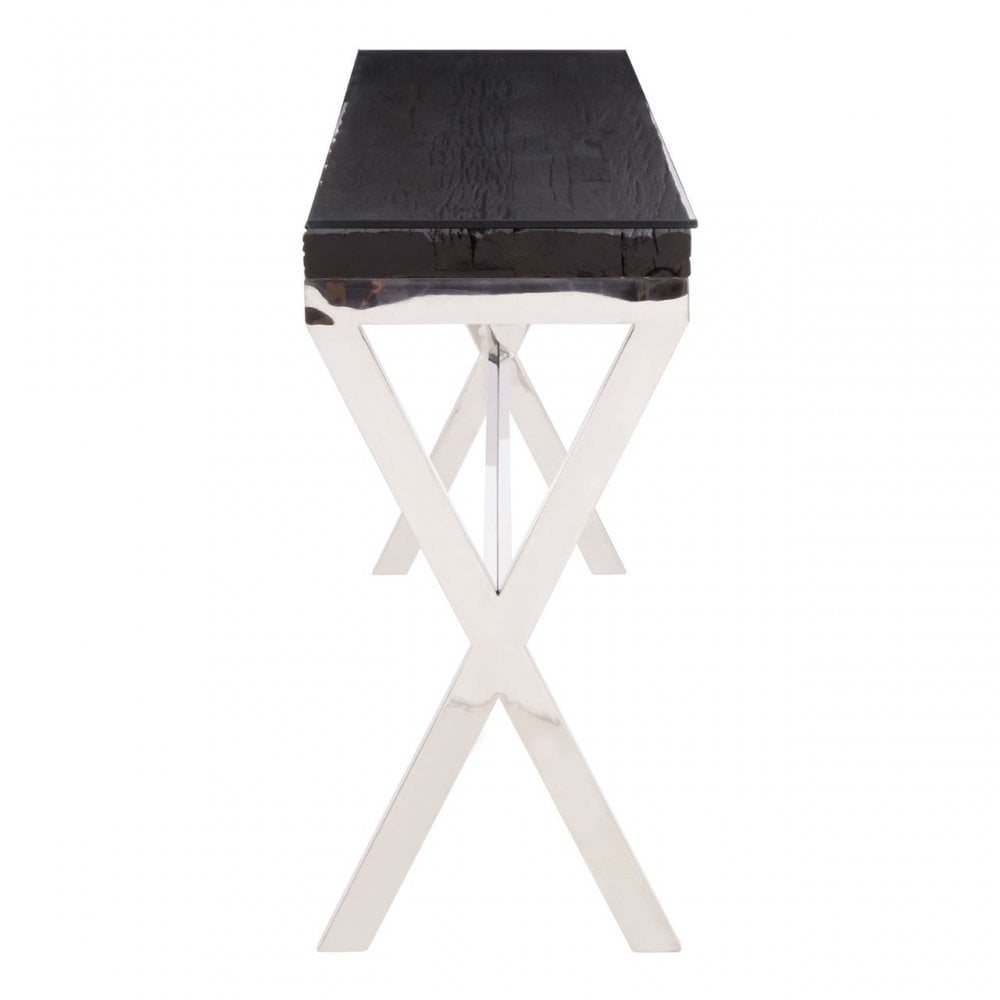 Kerala Black Console Table With Cross Base