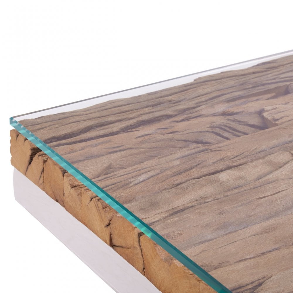 Kerala Natural Top Side Table With Cross Base