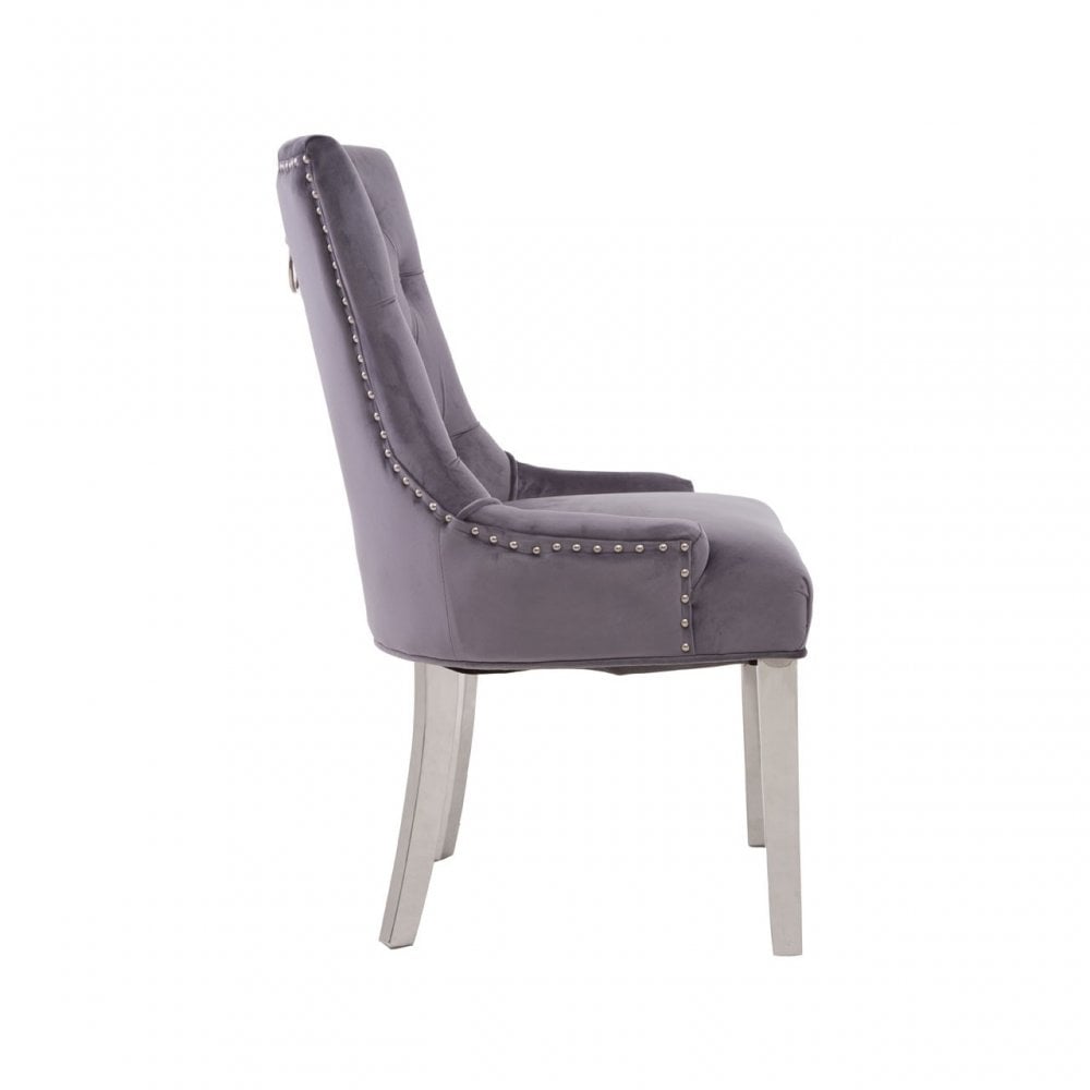 Richmond Grey Velvet Dining Chair, Grey