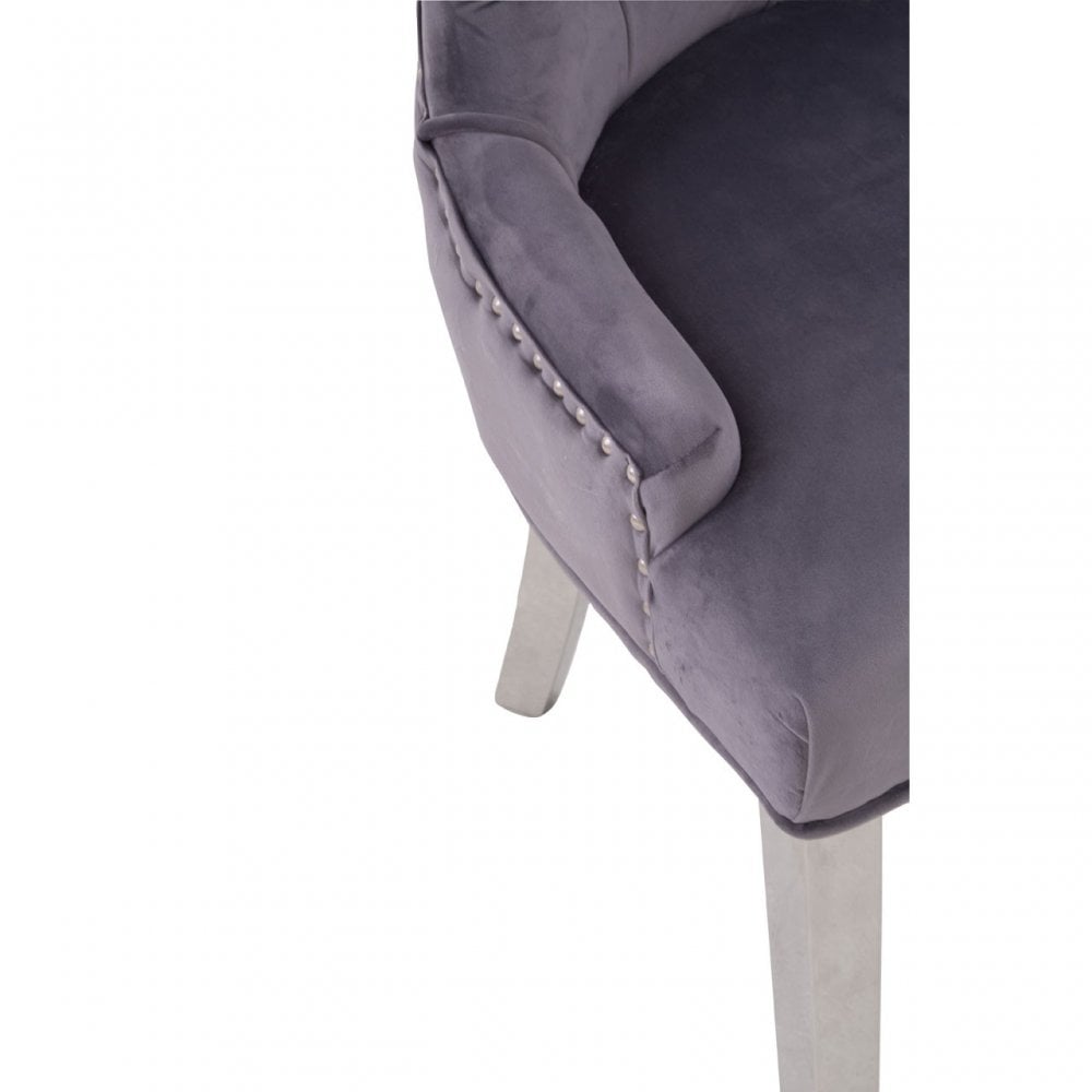 Richmond Grey Velvet Dining Chair, Grey