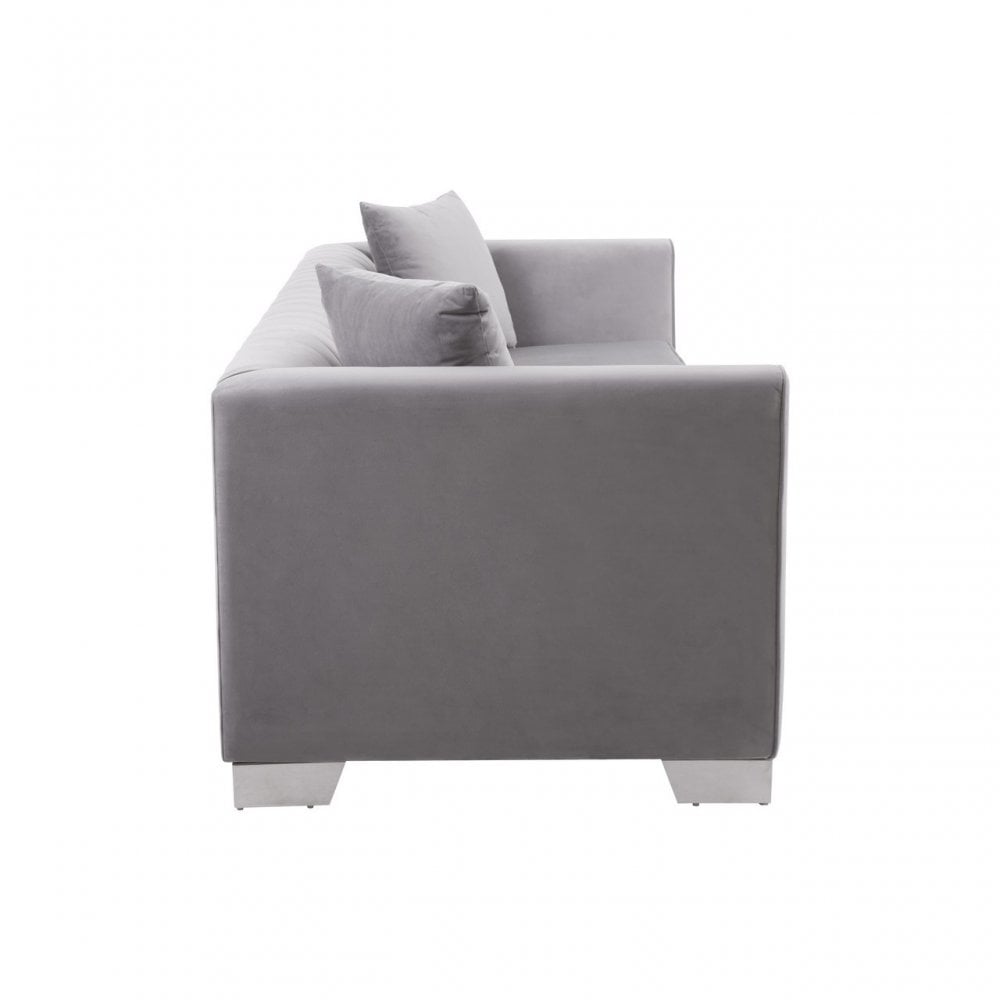 Rashika 3 Seat Grey Velvet Sofa, Grey
