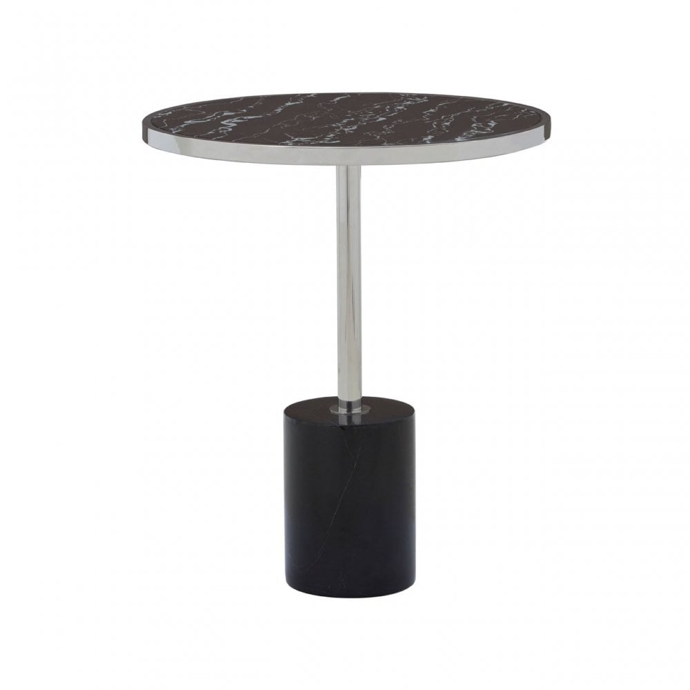 Oria Black Marble End Table, Black
