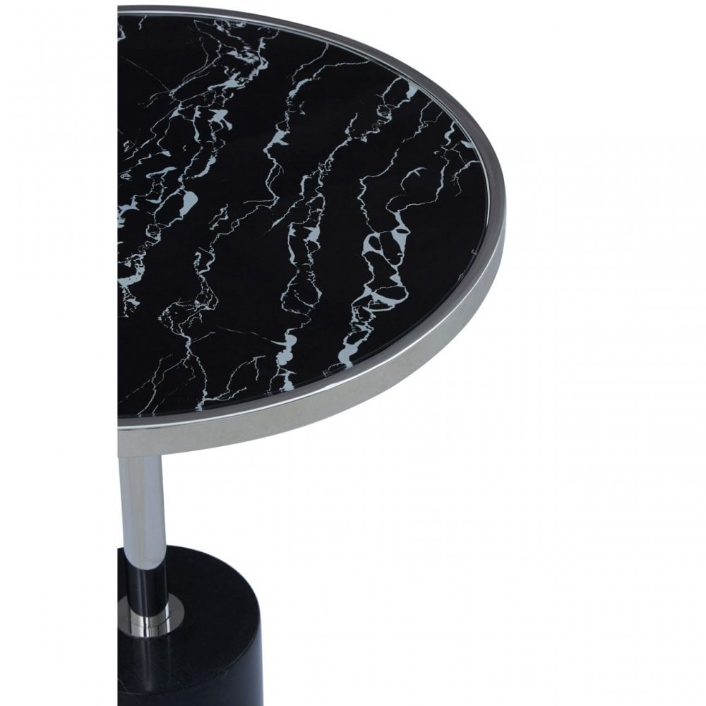 Oria Black Marble End Table, Black