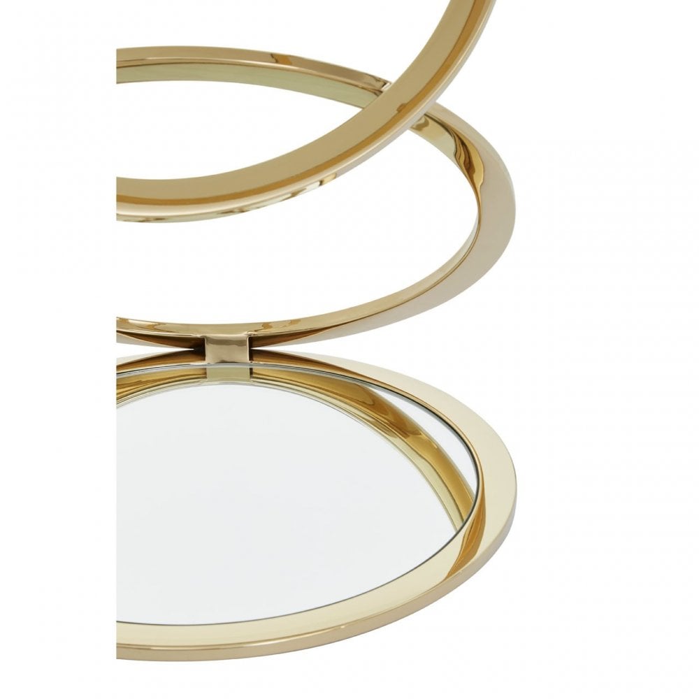 Oria Clear Glass End Table with Warm Metallic Frame, Clear