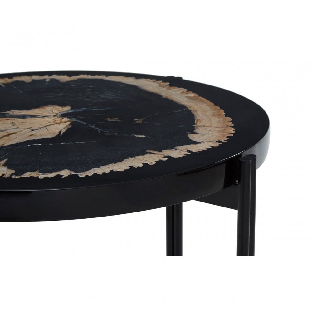 Relic Side Table with Resin Powder Coated Frame, Black