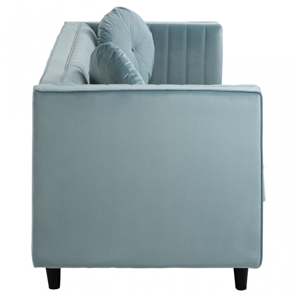 Farah 3 Seat Midnight Green Velvet Sofa, Green