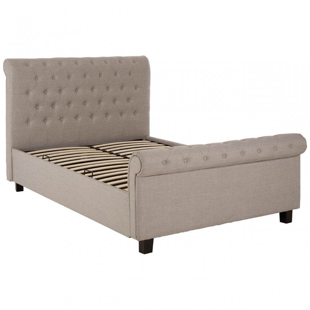 Orlando Light Grey Double Ottoman Bed, Grey