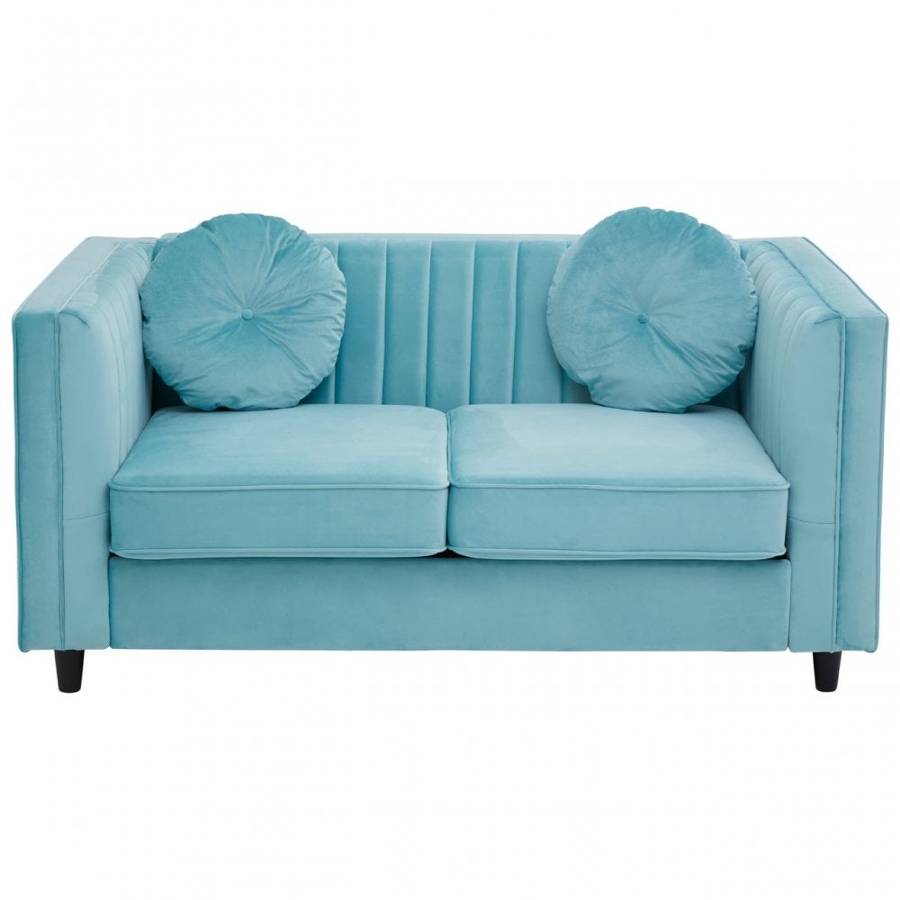 Farah 2 Seat Midnight Green Velvet Sofa, Green