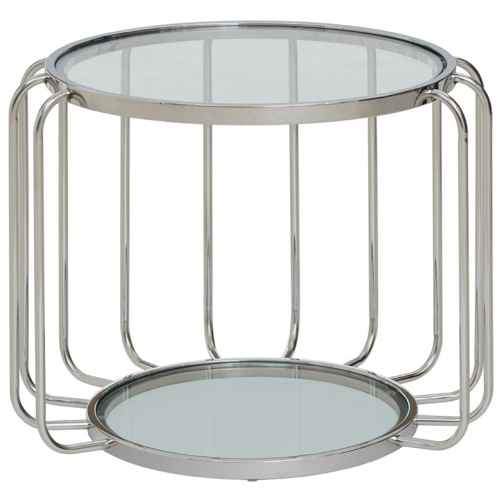 Oria Side Table with Glass Top, Silver