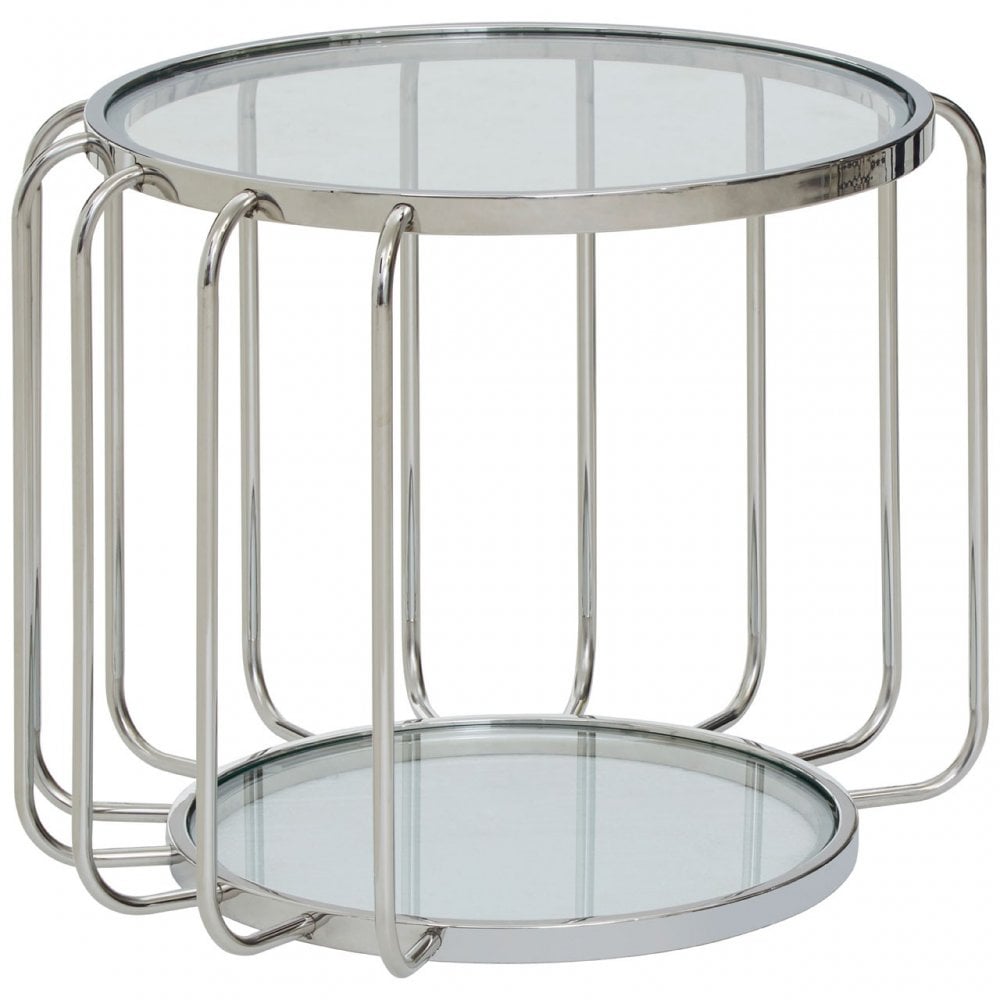 Oria Side Table with Glass Top, Silver