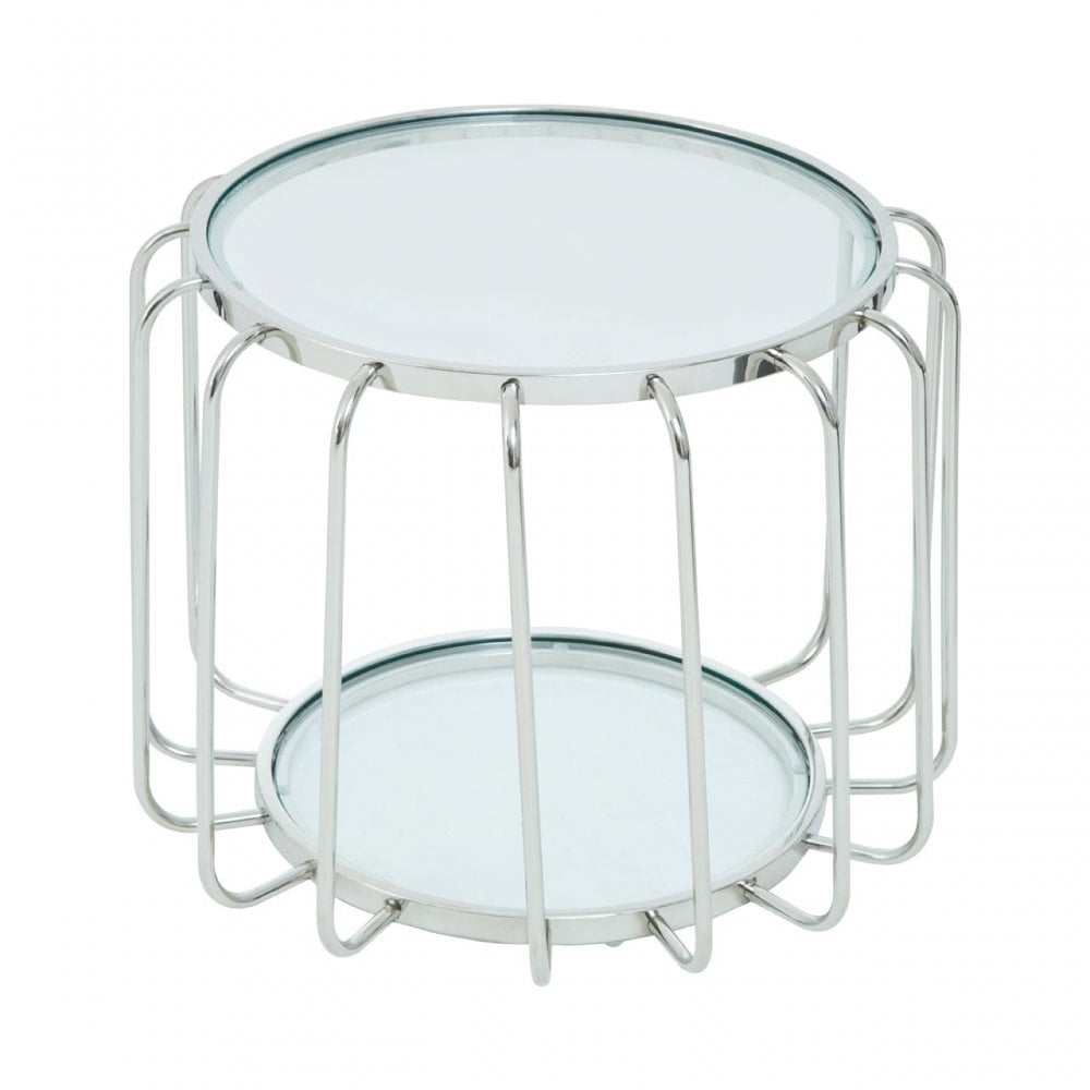 Oria Side Table with Glass Top, Silver