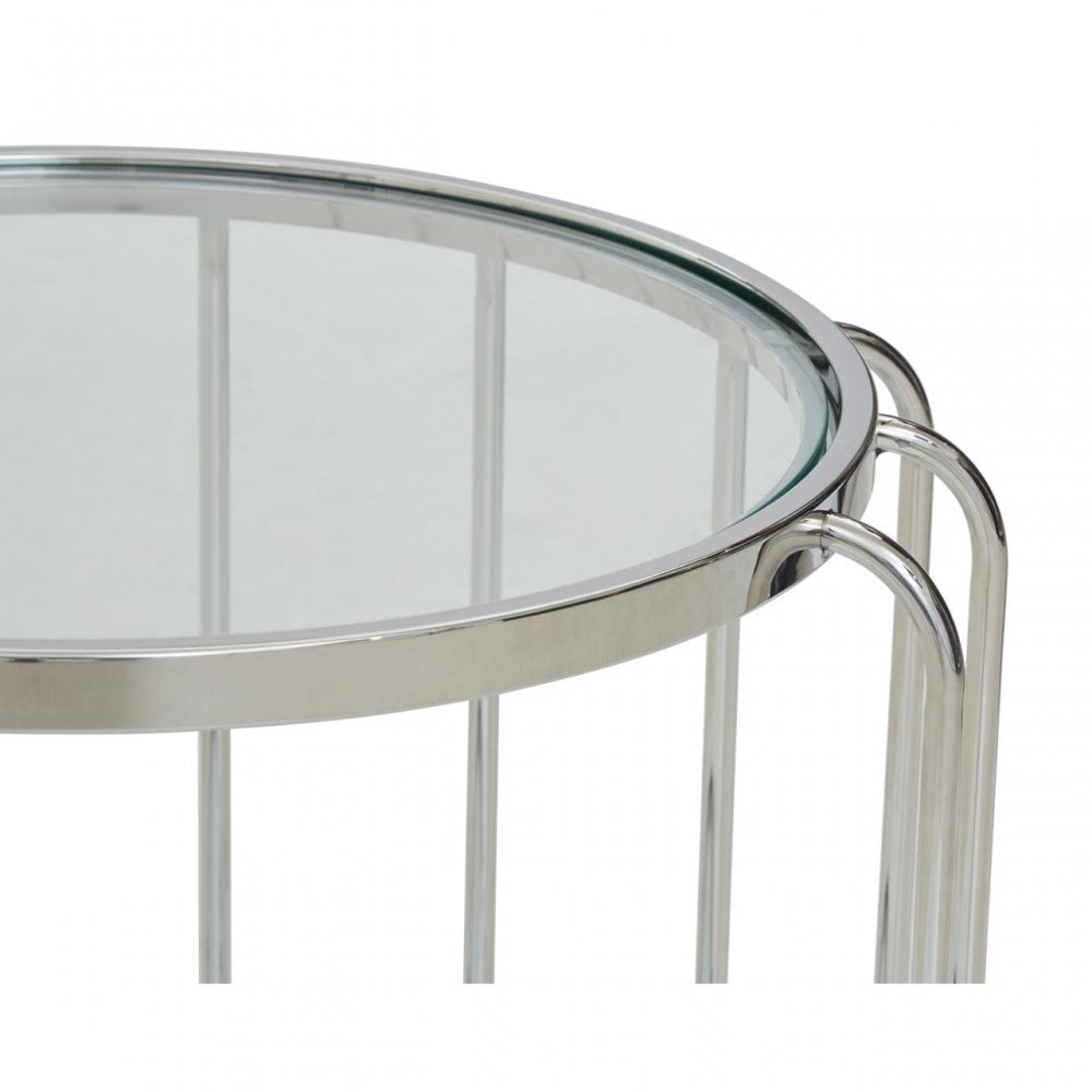 Oria Side Table with Glass Top, Silver