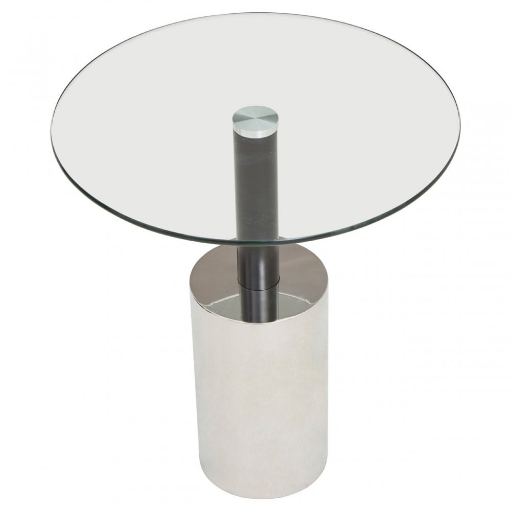 Oria End Table with Silver Base, Black