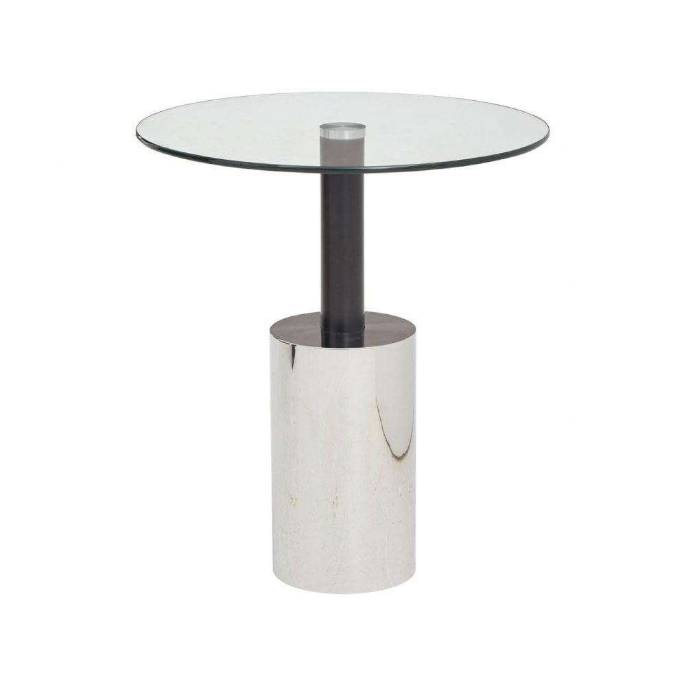 Oria End Table with Silver Base, Black