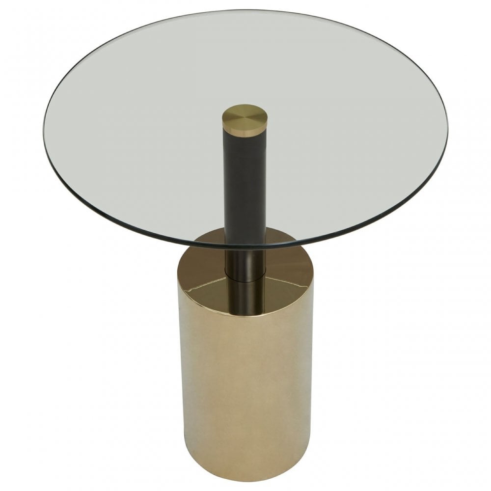 Oria End Table with Warm Metallic Base, Black