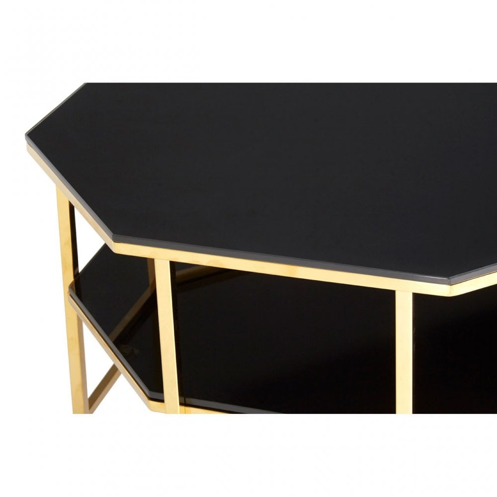 Arezzo Black Tempered Glass Coffee Table, Black