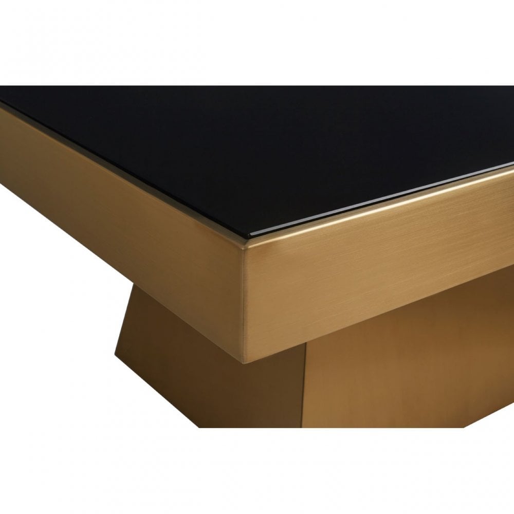 Carlox Square Gold Finish Coffee Table, Gold