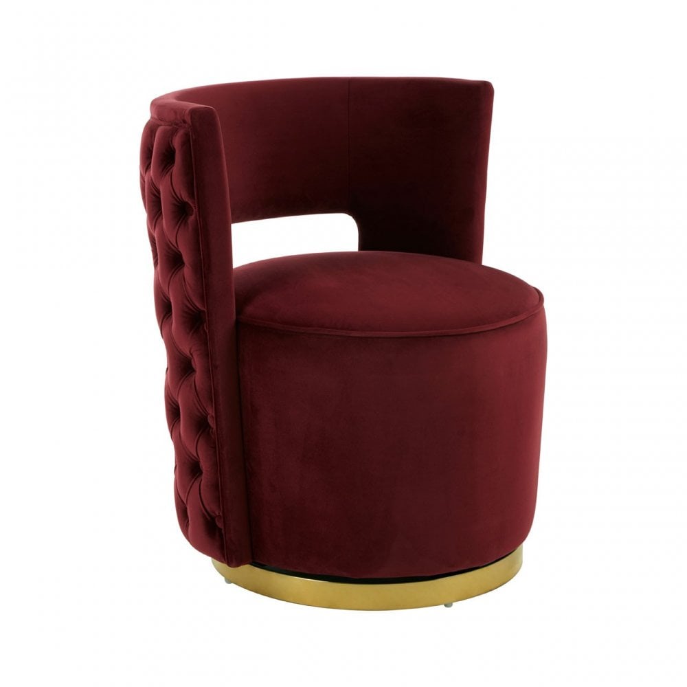 Bola Wine Velvet Chair, Red
