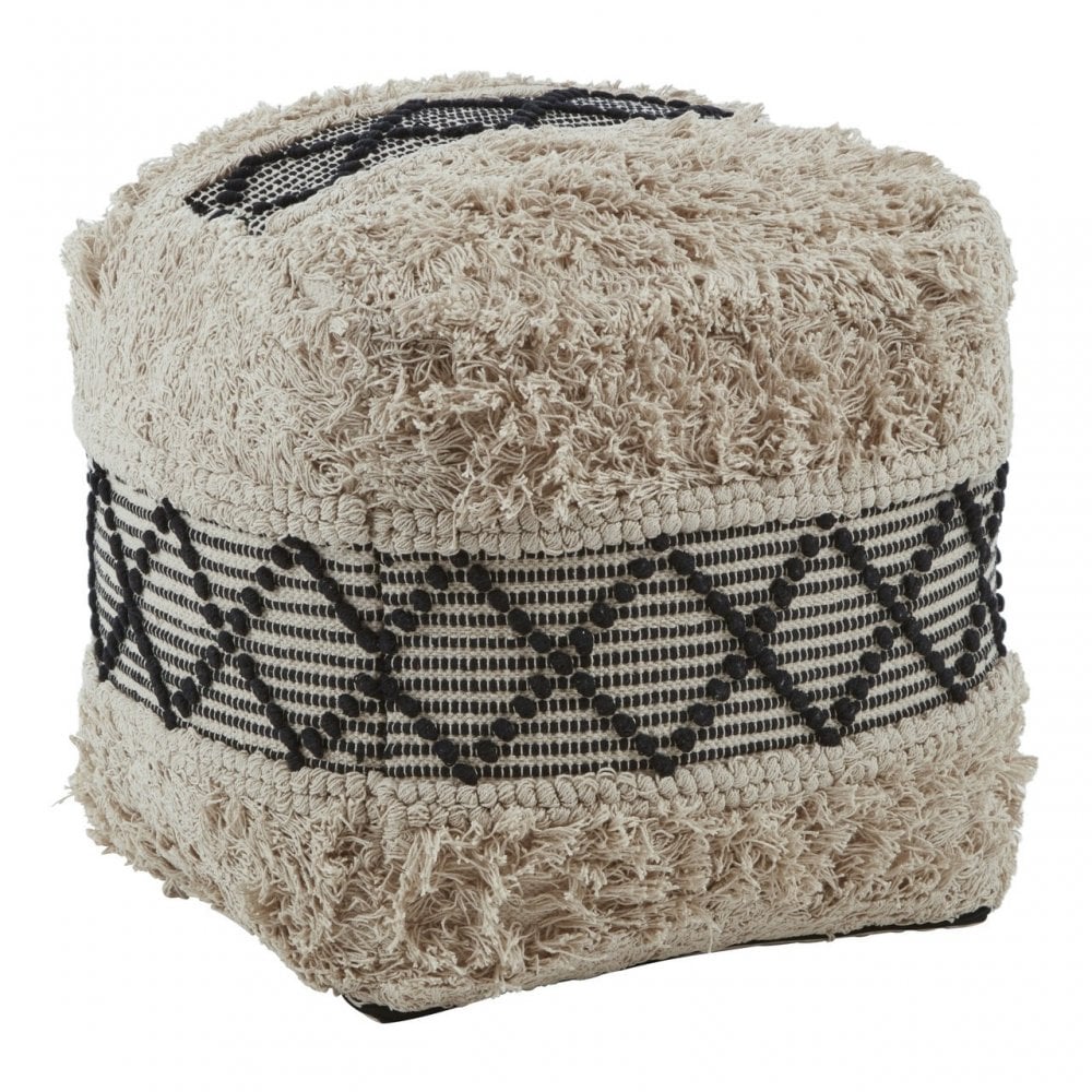 Cefena White Pouffe, Black