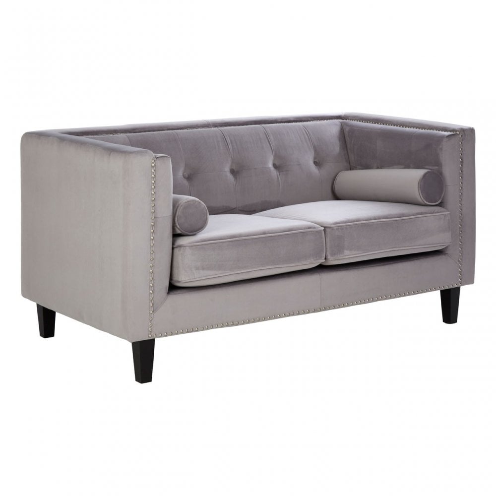 Felisa 2 Seat Grey Velvet Sofa, Grey
