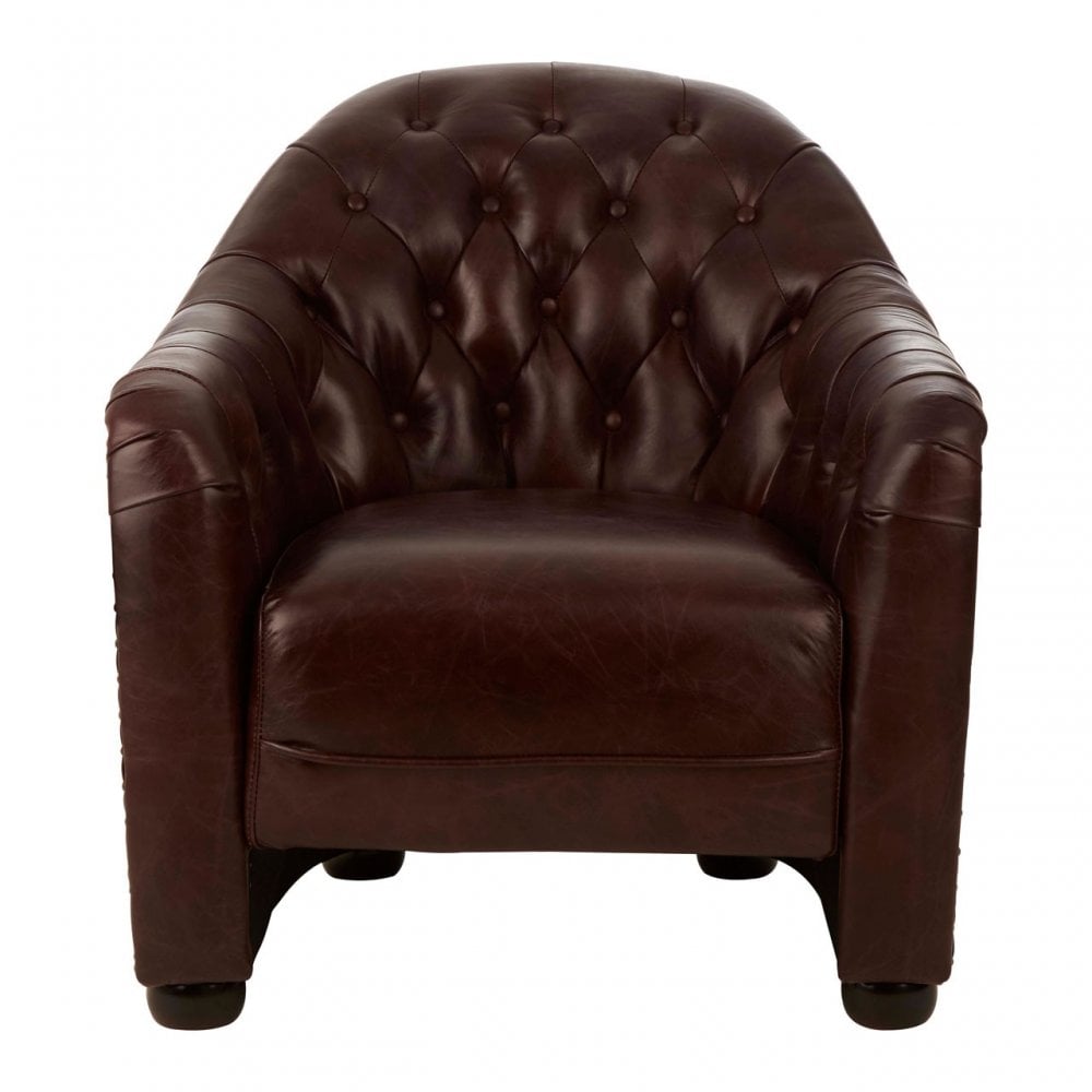 Victor Classic Armchair with Buttoned Back, Brown