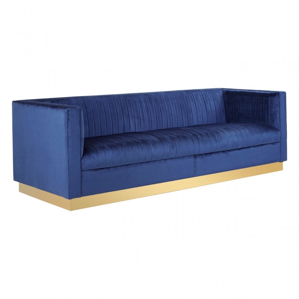 Opal 3 Seat Deep Blue Sofa, Blue