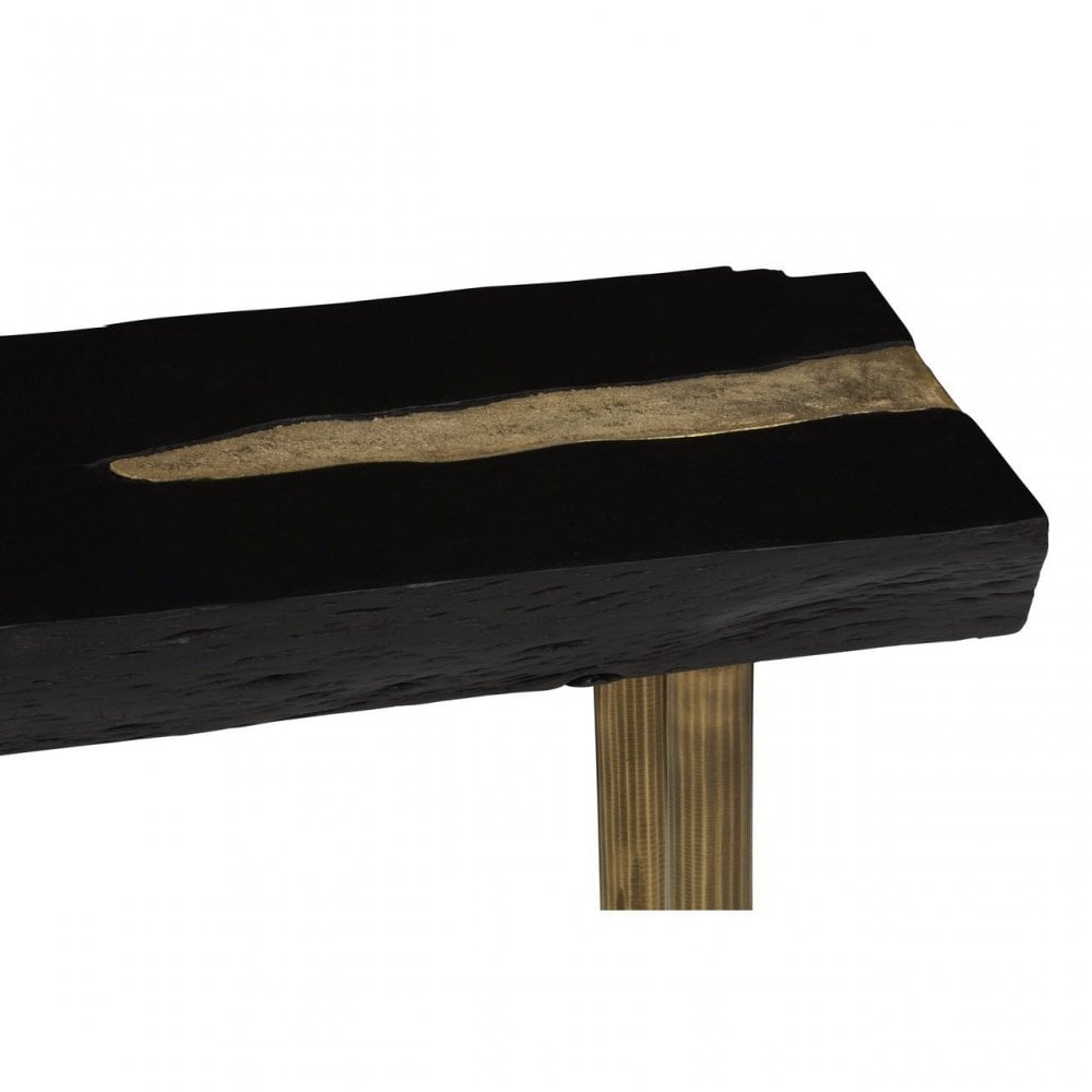 Asamra Console Table with Black Top, Black