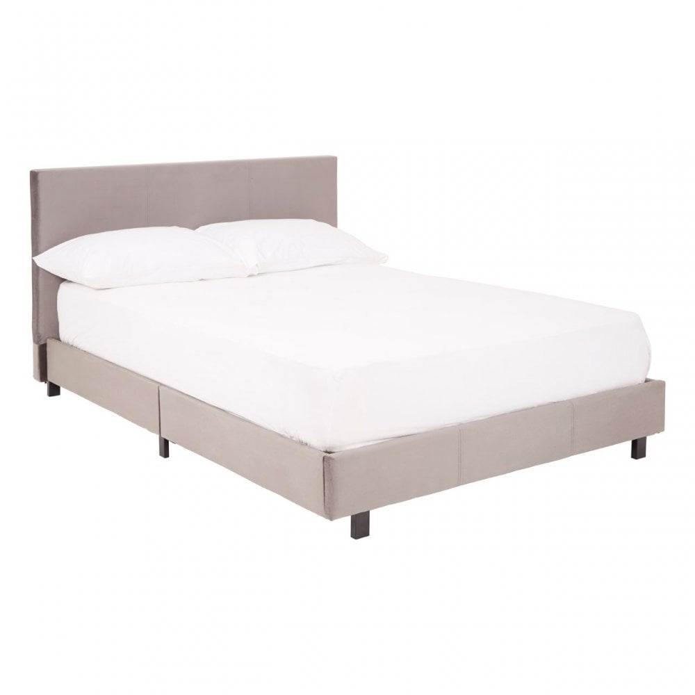 Napoli Bed In Box In Brushed Steel Velvet, Grey