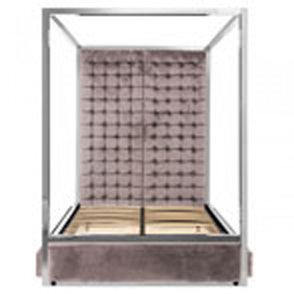 Piermount Grey Velvet Bed, Grey